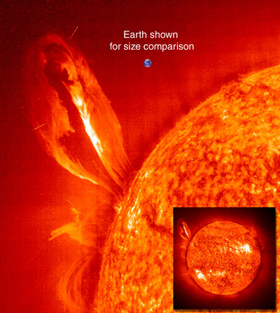 Solen med jorden högst uppe i skala. Ett sätt för solens att få samma grundämneskomposition som andra stjärnor av samma klass är att den sväljer det inre systemet. Foto: NASA